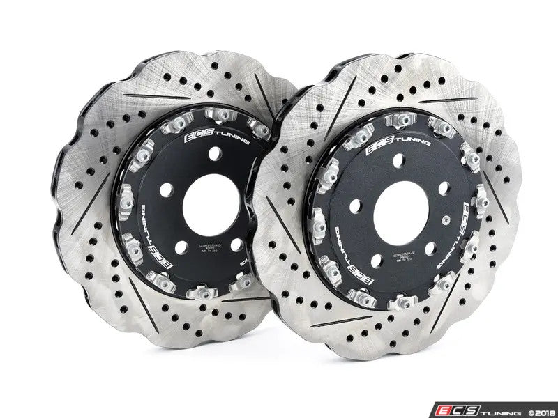 ECS Front & Rear 2-Piece Scalloped Brake Rotor Kit - Audi S4 and S5 B8