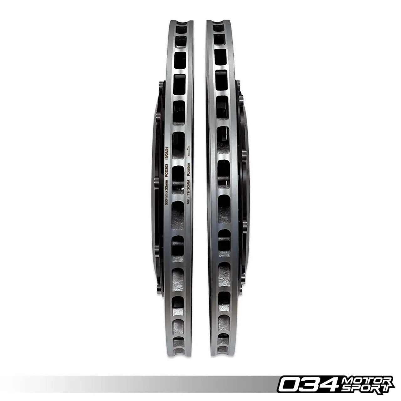 034 Motorsport - 2-Piece Floating Rear Brake Rotor 370mm Upgrade for B9/B9.5 Audi A4/S4, A5/S5, Q5/SQ5