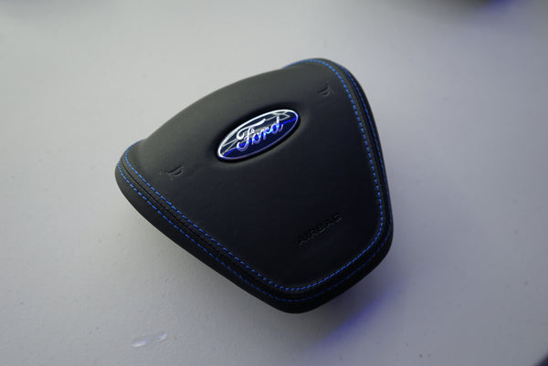 IN STOCK - Ford Fiesta MK7 / MK7.5 Airbag Cover (Leather + Blue Stitching) - FIESTAMK7AB3