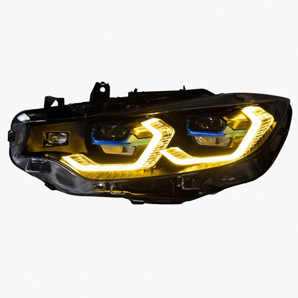 BMW 3 Series Dual Colour White | Yellow DRL Laser Projector Style LED Headlights (F30/F31 Models-2018)