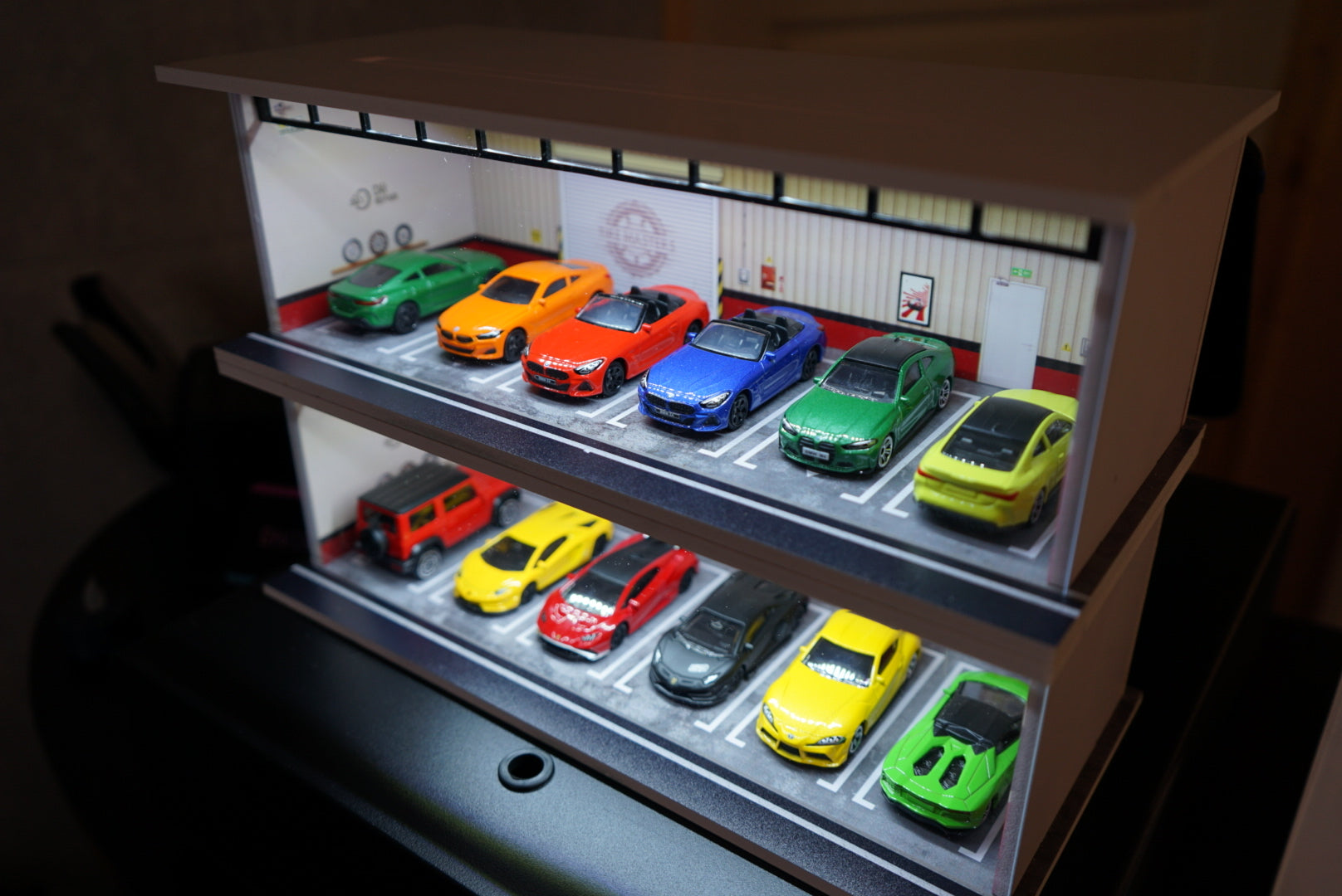 1/64 Scale Model Car Stackable Display Case With LED Lighting (Multiple Themes)
