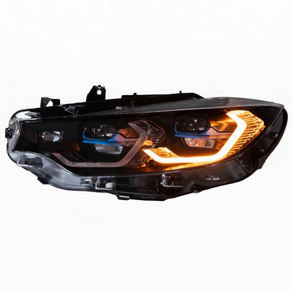 BMW 3 Series Dual Colour White | Yellow DRL Laser Projector Style LED Headlights (F30/F31 Models-2018)