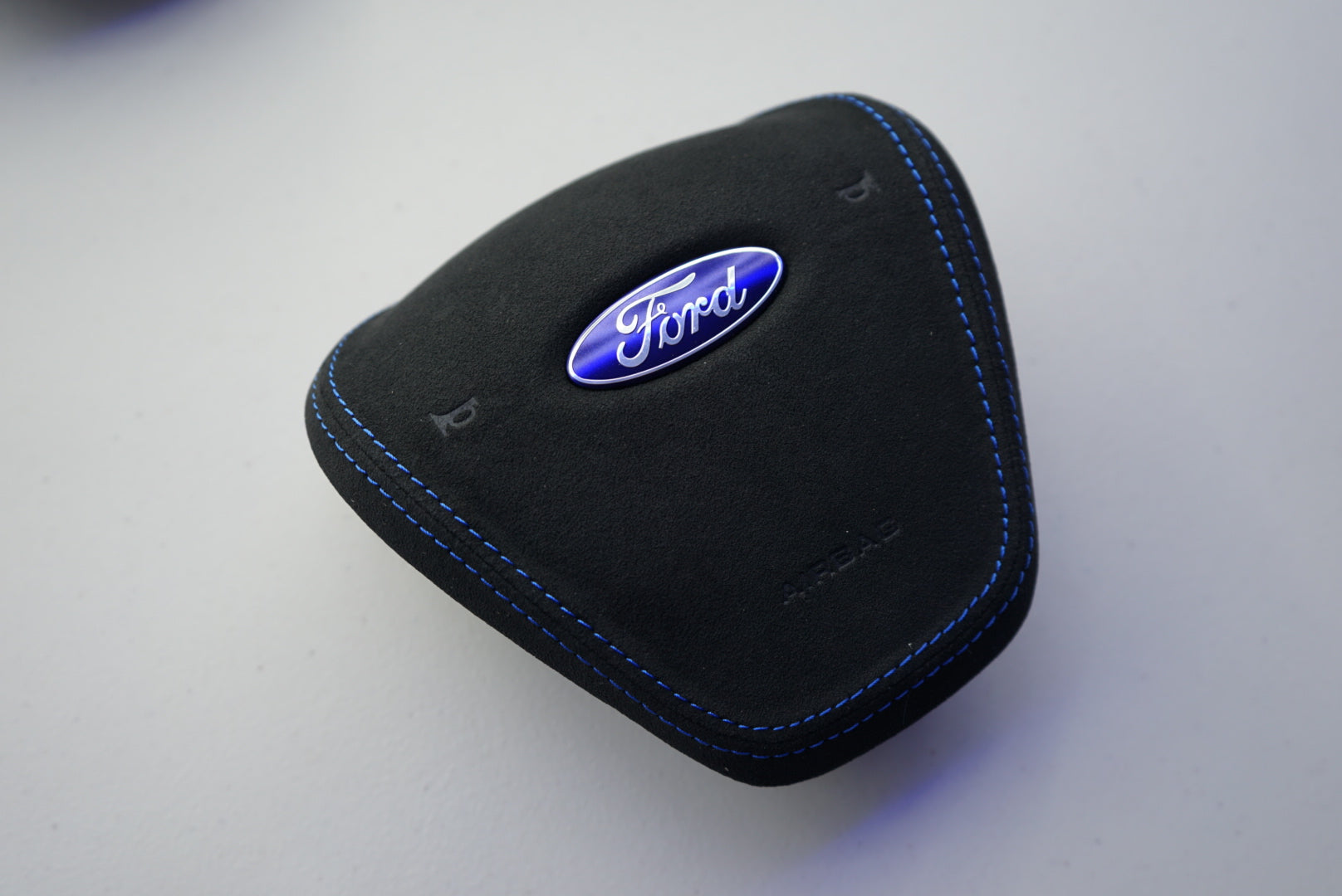 IN STOCK - Ford Fiesta MK7 / MK7.5 Airbag Cover (Alcantara + Blue Stitching) - FIESTAMK7AB1