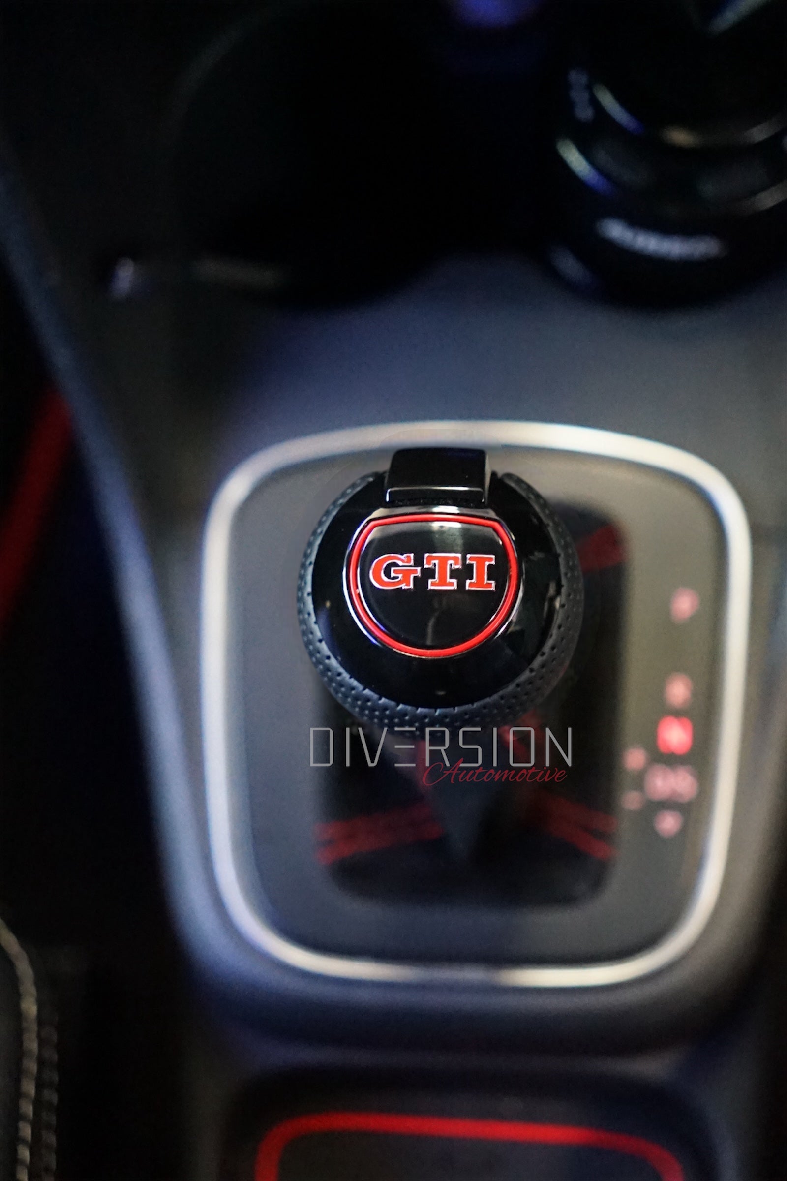 Volkswagen VW DSG Round Gear Selector Knob Perforated Leather GTI / R / R Line Logo