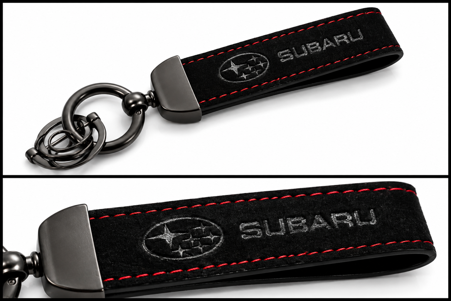 SUBARU Logo Alcantara Keyring (Black + Red)