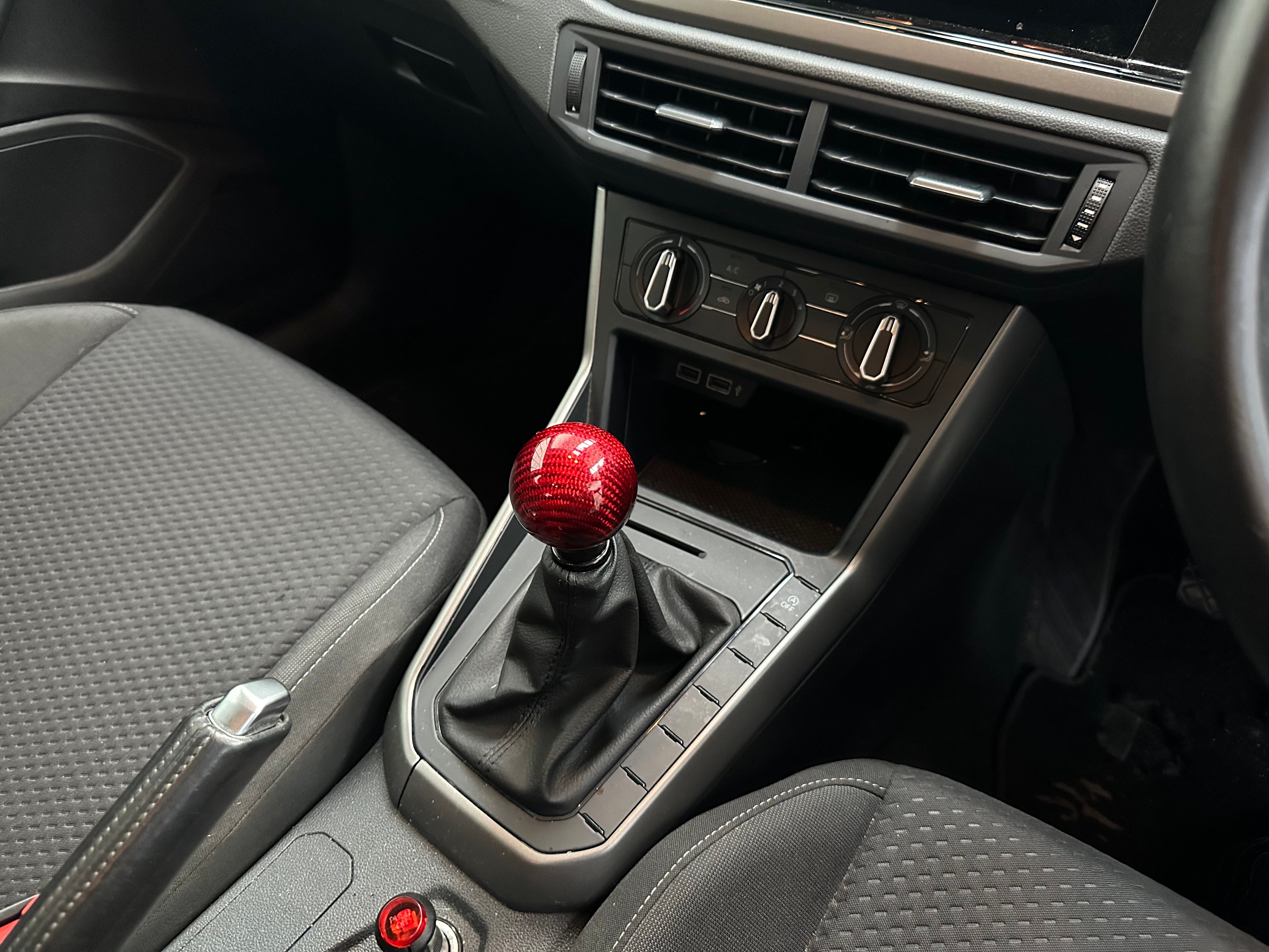 Volkswagen Polo MK6 Carbon Fibre Weighted Gear Knob 2018+ (Black Or Red)