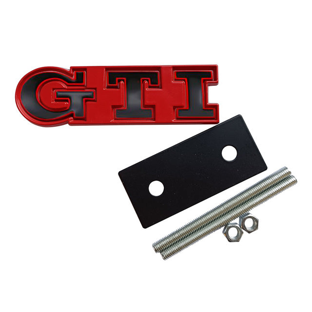 Volkswagen GTI Front Grille Replacements Badges - Gloss Red Backing Plate