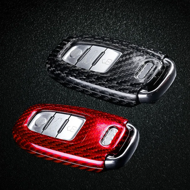 Audi Carbon Fibre Key Cover (Black or Red / Multiple Models)