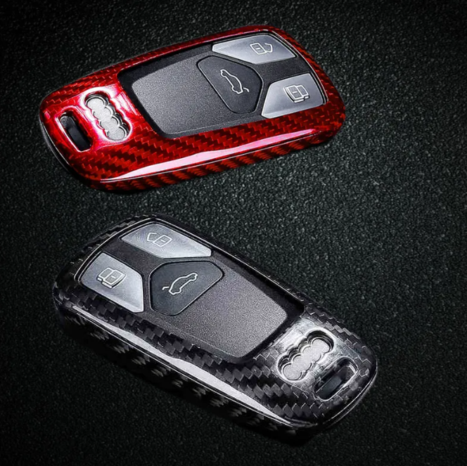 Audi Carbon Fibre Key Cover (Black or Red / Multiple Models)