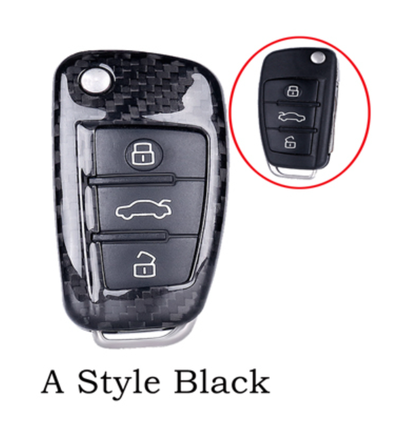 Audi Carbon Fibre Key Cover (Black or Red / Multiple Models)