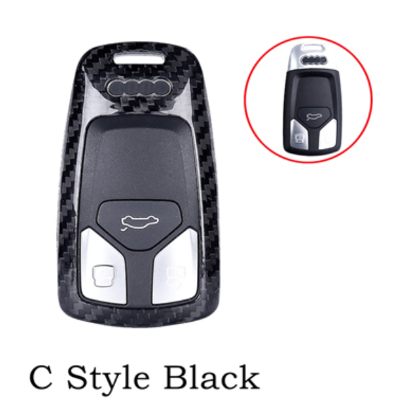 Audi Carbon Fibre Key Cover (Black or Red / Multiple Models)