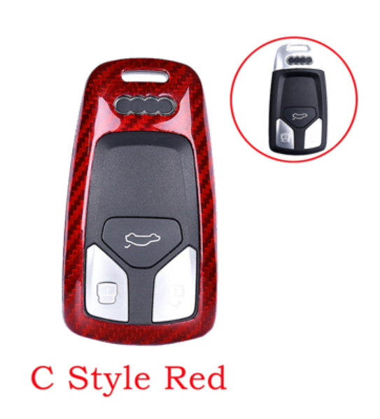 Audi Carbon Fibre Key Cover (Black or Red / Multiple Models)