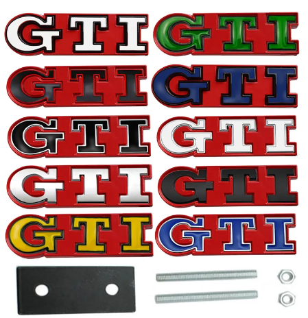 Volkswagen GTI Front Grille Replacements Badges - Gloss Red Backing Plate