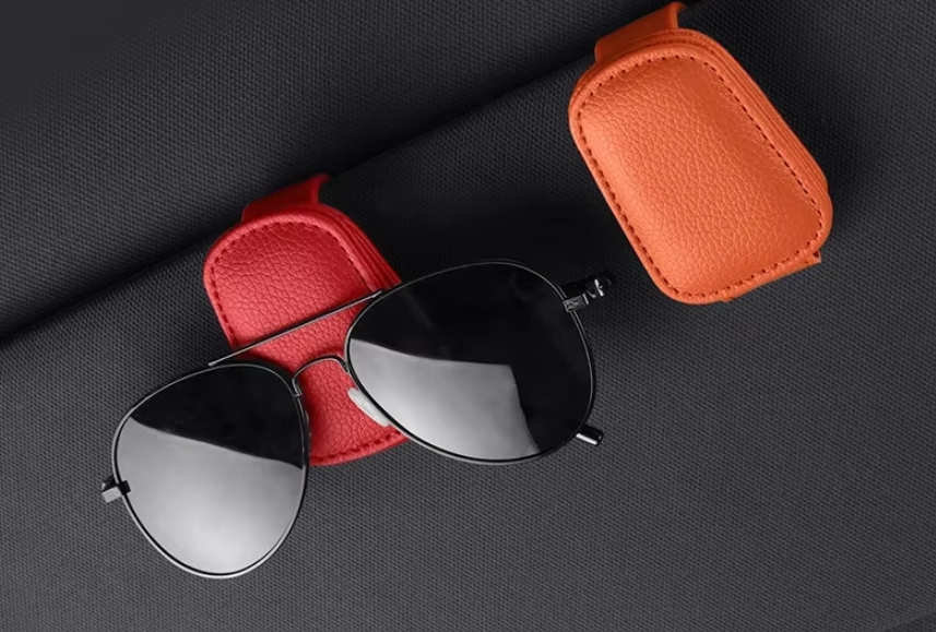 Leather Magnetic Sunglasses Holder For Car