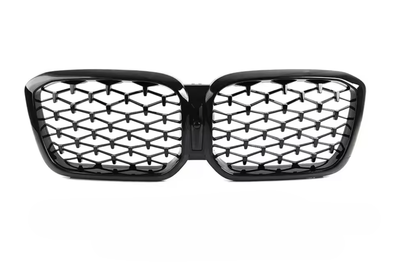 Diamonds style grille in glossy black on a white background