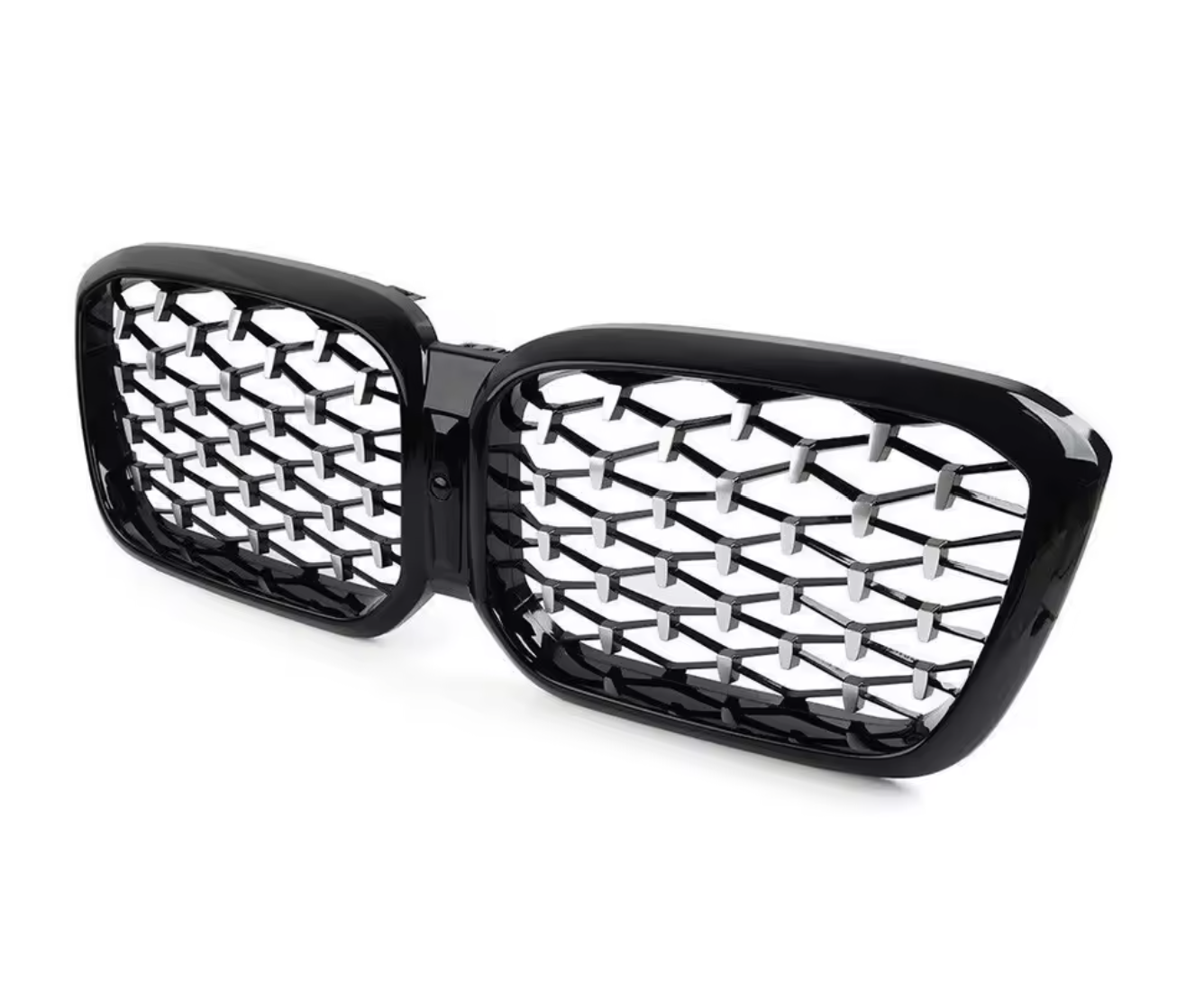 BMW X3 G01 / X4 G02 LCI Gloss Black/Chrome Diamond Front Kidney Grille Kit (2021 - Present)