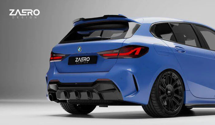 BMW 1 SERIES M SPORT F40 SINGLE EXIT (116I 116D 118I 118D) EVO-1 GLOSS BLACK REAR DIFFUSER BY ZAERO (2019+)