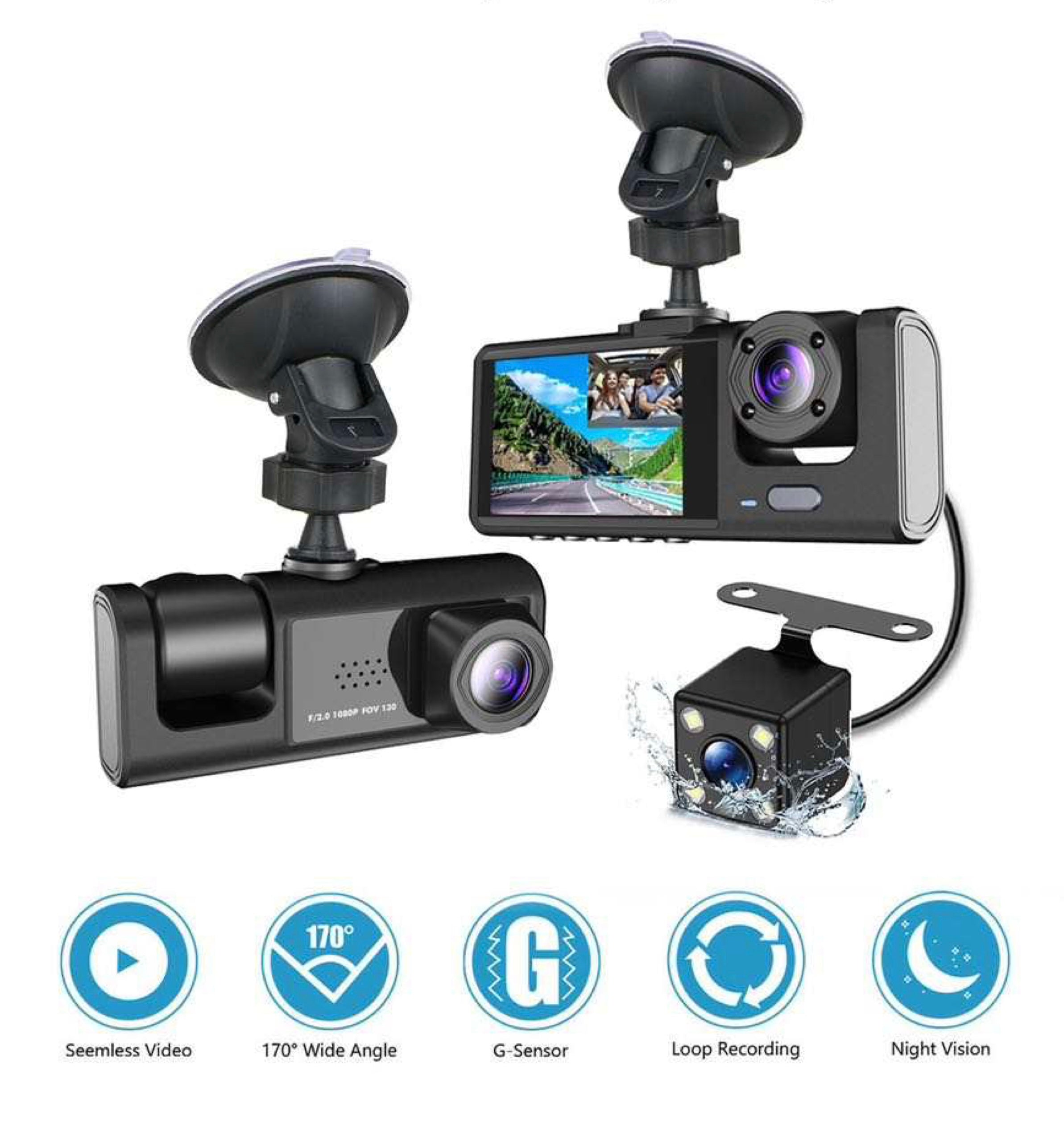 DIVEYE A1 Car 12V Dashcam Universal (3 Camera Kit)