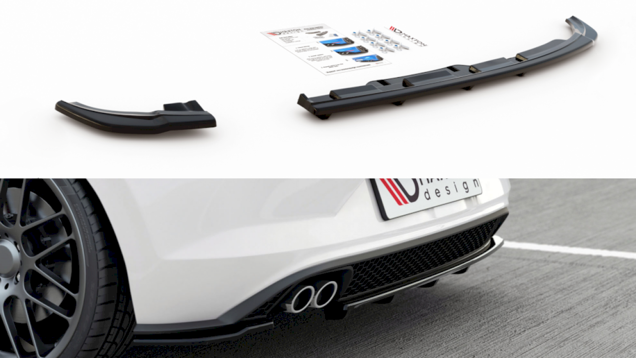 Maxton Design CENTRAL REAR SPLITTER (W/ VERTICAL BARS) VW POLO MK6 GTI
