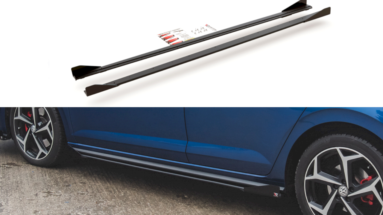 Maxton Racing Side Skirts Diffusers (+Flaps) for Volkswagen Polo MK6 GTI (2017-2021)