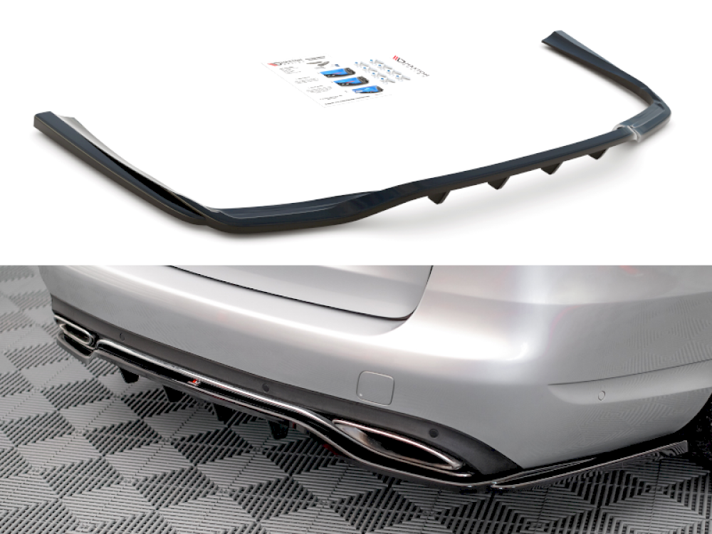 Maxton Design Central Rear Splitter (with Vertical Bars) For Mercedes C-Class Estate W205 (2014-2018)