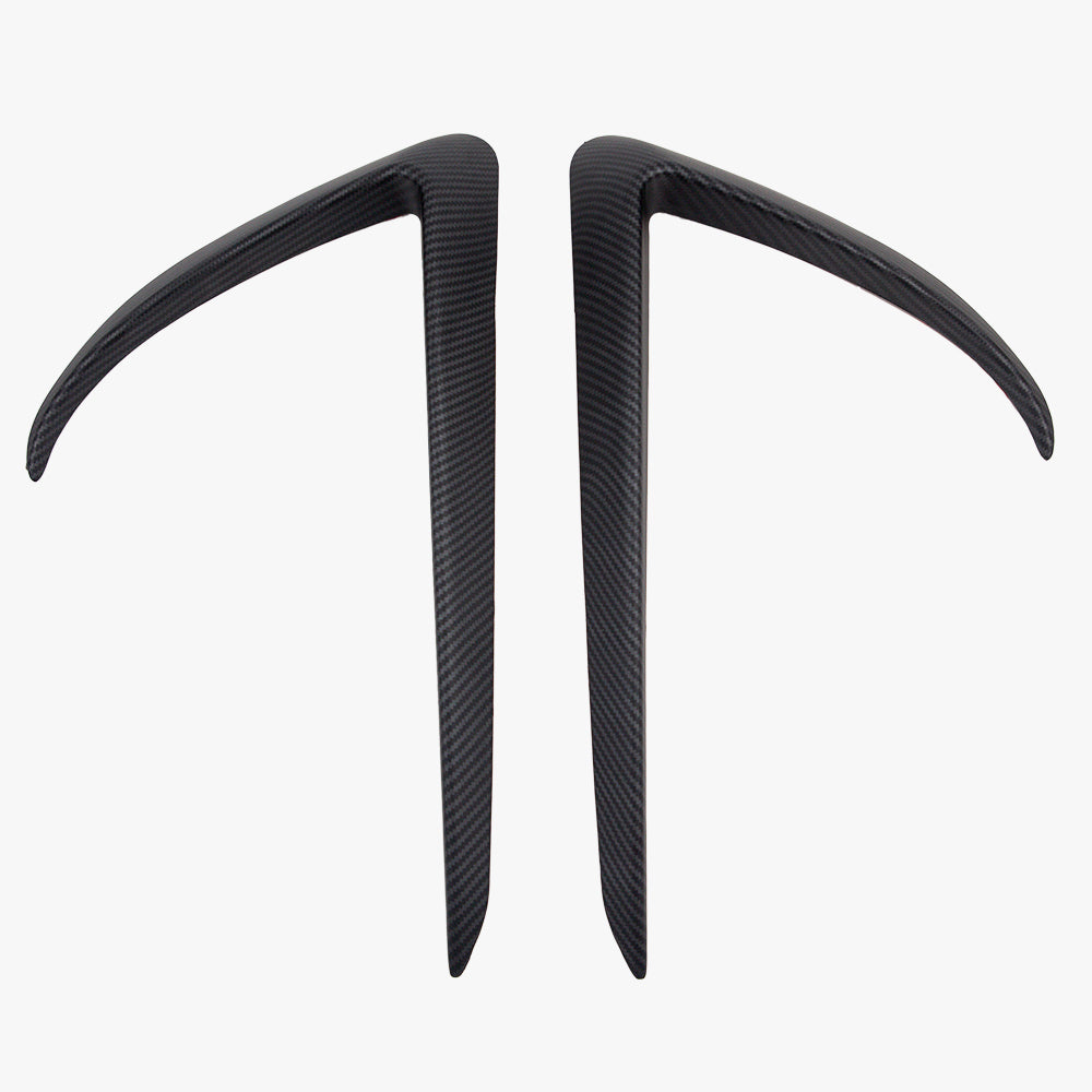 Tesla Model 3 Front Gloss Black / Carbon Fibre Look Canard Set (2017 Onwards)