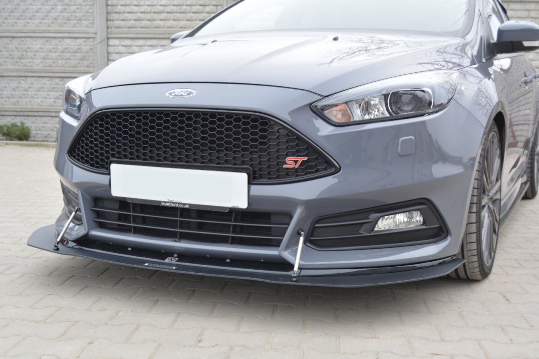 Maxton Design Hybrid Front Splitter V.1 For Ford Focus ST MK3 Facelift Model (2015-2018)