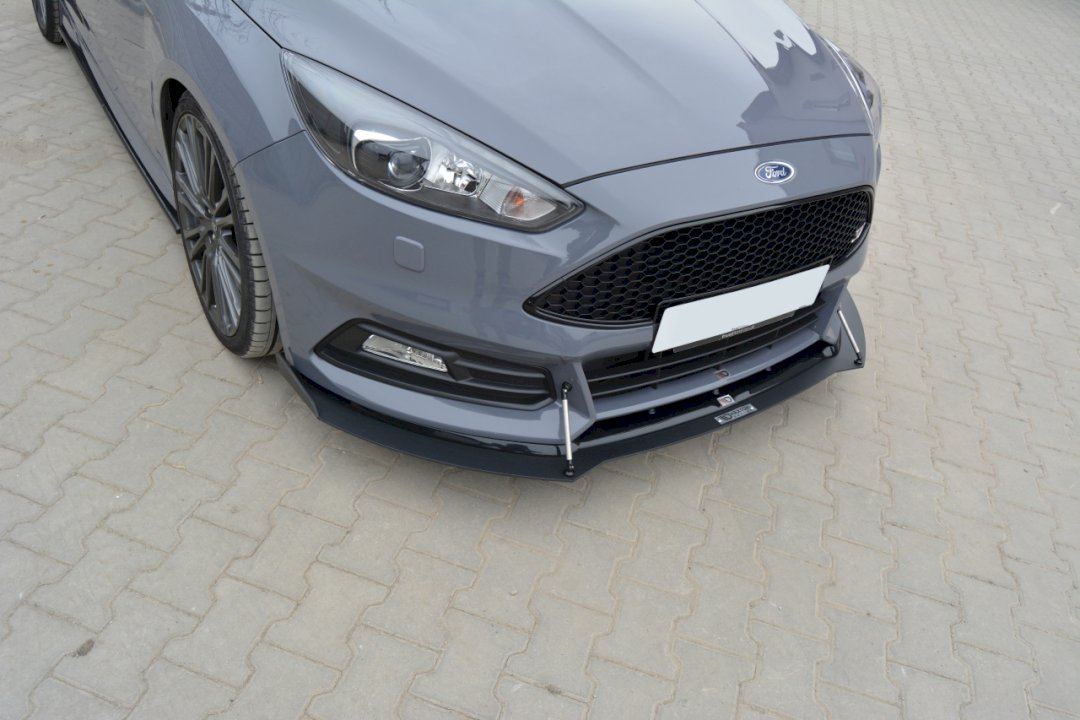 Maxton Design Hybrid Front Splitter V.2 For Ford Focus ST MK3 Facelift Model (2015-2018)