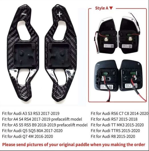 AUDI Multiple Model URUS Style Carbon Fibre Paddle Replacements