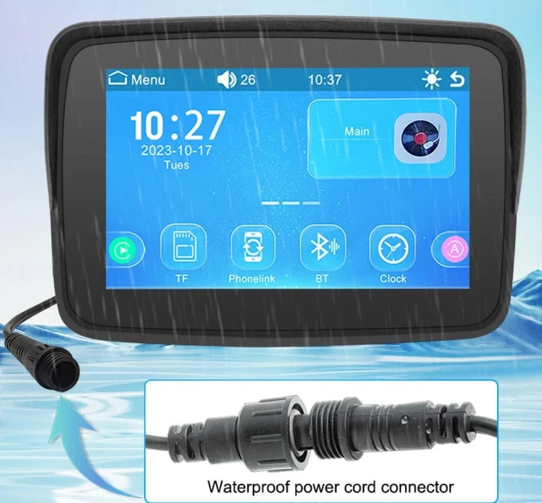 Motorcycle / ATV Wireless Apple Carplay / Android Auto Display & Bracket Kit IPX7 (Waterproof)