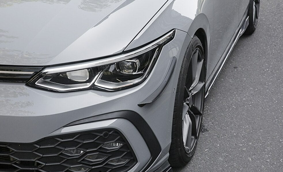 Volkswagen Golf MK8 Gloss Black / Carbon Look Front Bumper Canards (2021+ Models)