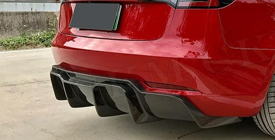 Tesla Model 3 2017 - 2022+ Carbon Fibre / Gloss Black Rear Bumper Diffuser (DAS Automotive)