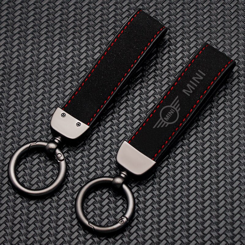 MINI Branded Alcantara Keyring (Black + Red)