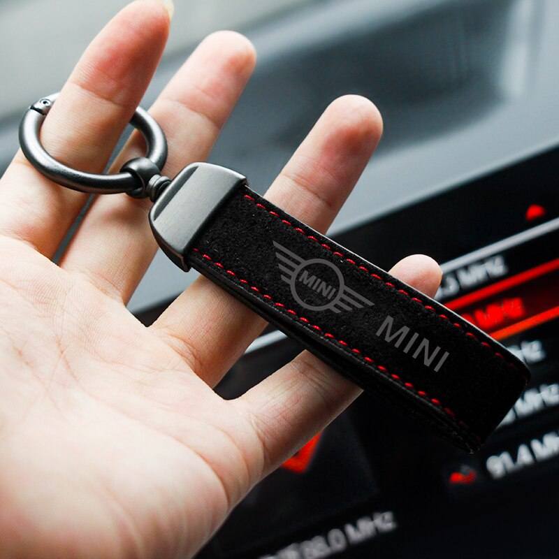 MINI Branded Alcantara Keyring (Black + Red)