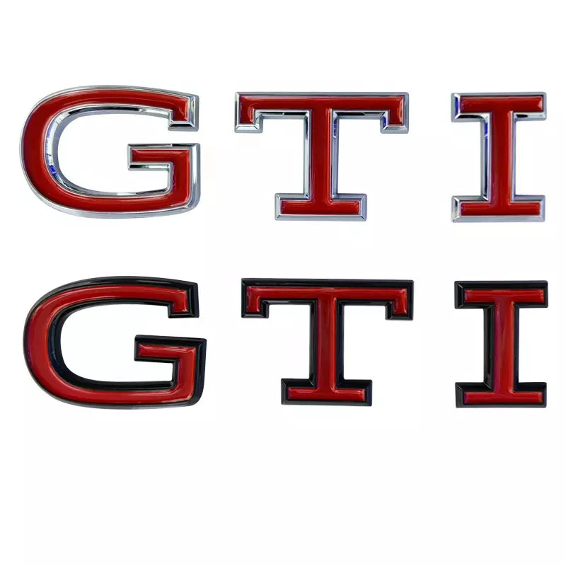 Volkswagen GTI Central Rear Boot Badge (2021+ Version) Black + Red / Red + Silver