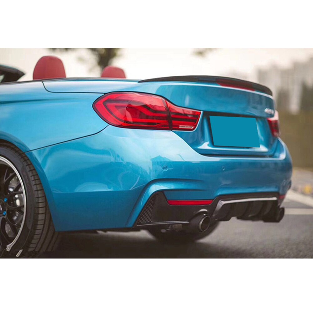 Carbon Fiber 4 Series Car Rear Bumper Diffuser Lip Spoiler for BMW F32 F33 M Sport M Tech Only 14-17 435i Cabriolet Black FRP