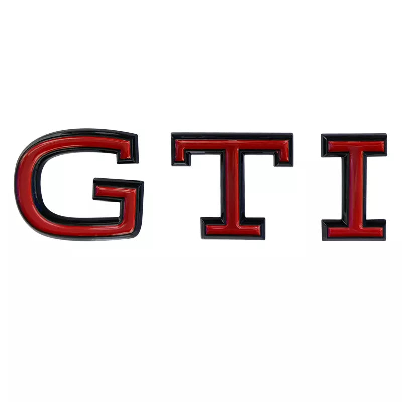 Volkswagen GTI Central Rear Boot Badge (2021+ Version) Black + Red / Red + Silver