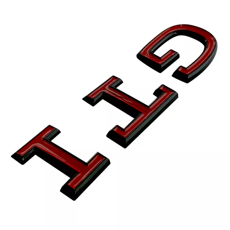 Volkswagen GTI Central Rear Boot Badge (2021+ Version) Black + Red / Red + Silver