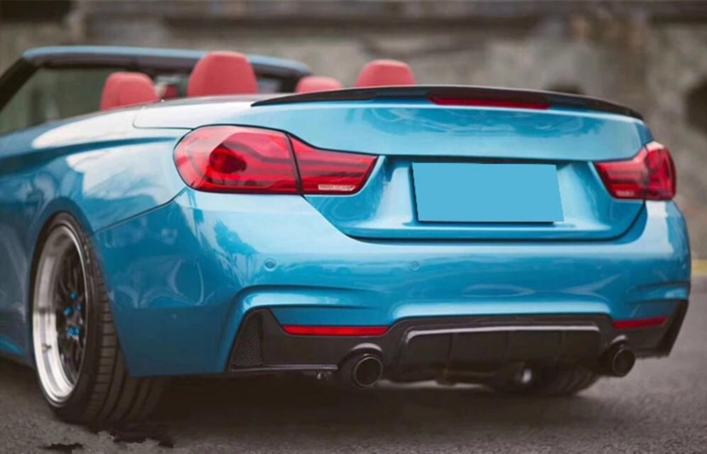 Carbon Fiber 4 Series Car Rear Bumper Diffuser Lip Spoiler for BMW F32 F33 M Sport M Tech Only 14-17 435i Cabriolet Black FRP