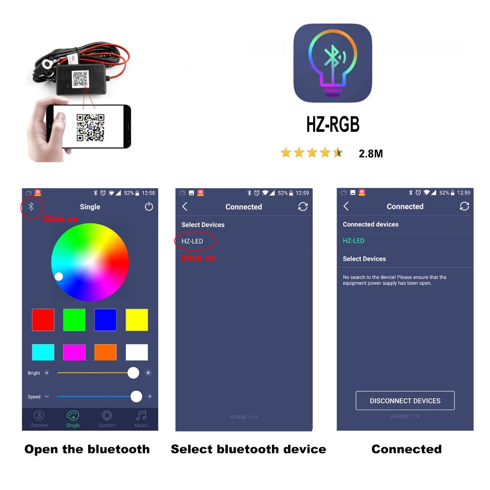 DIVEYE Diversion Bluetooth Controlled RGB LED Headlight Bulbs (Multi-coloured) - Diversion Stores Car Parts And Modificaions