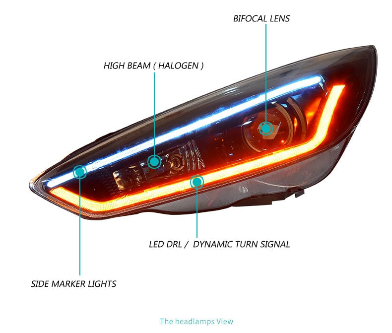 082 - Ford Focus LED Headlight / DRL / Dynamic Indicators (2014-2018) - Diversion Stores Car Parts And Modificaions