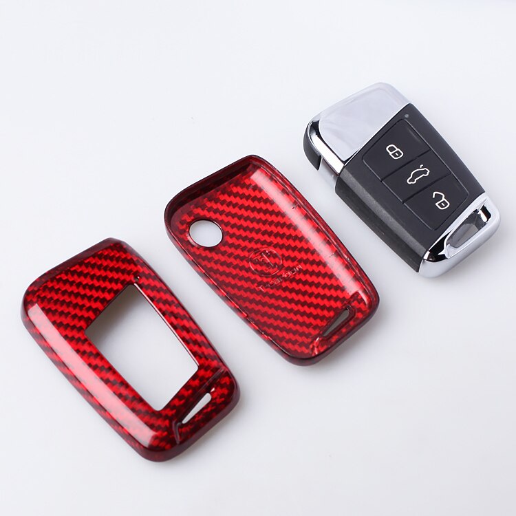 Carbon Fiber Car Key Shell Cover Case For Volkswagen MAGOTAN Tiguan MK2 2017 2018 2016 Passat B7 B8 CC For Skoda Superb A7