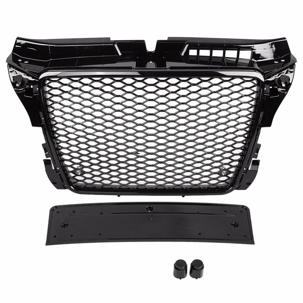 Audi A3 / S3 8P RS3 Style Honeycomb Debadge Front Grill - Gloss Black (2009 - 2012)