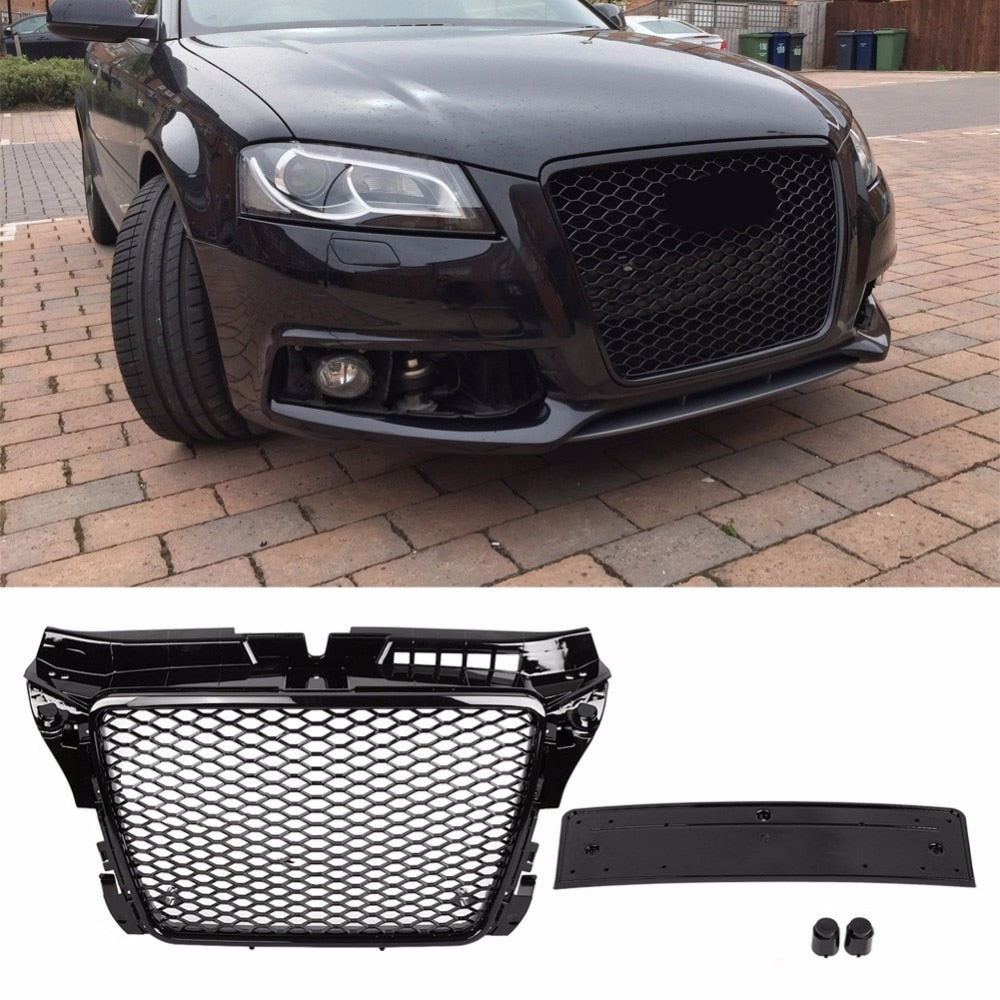 Audi A3 / S3 8P RS3 Style Honeycomb Debadge Front Grille - Gloss Black