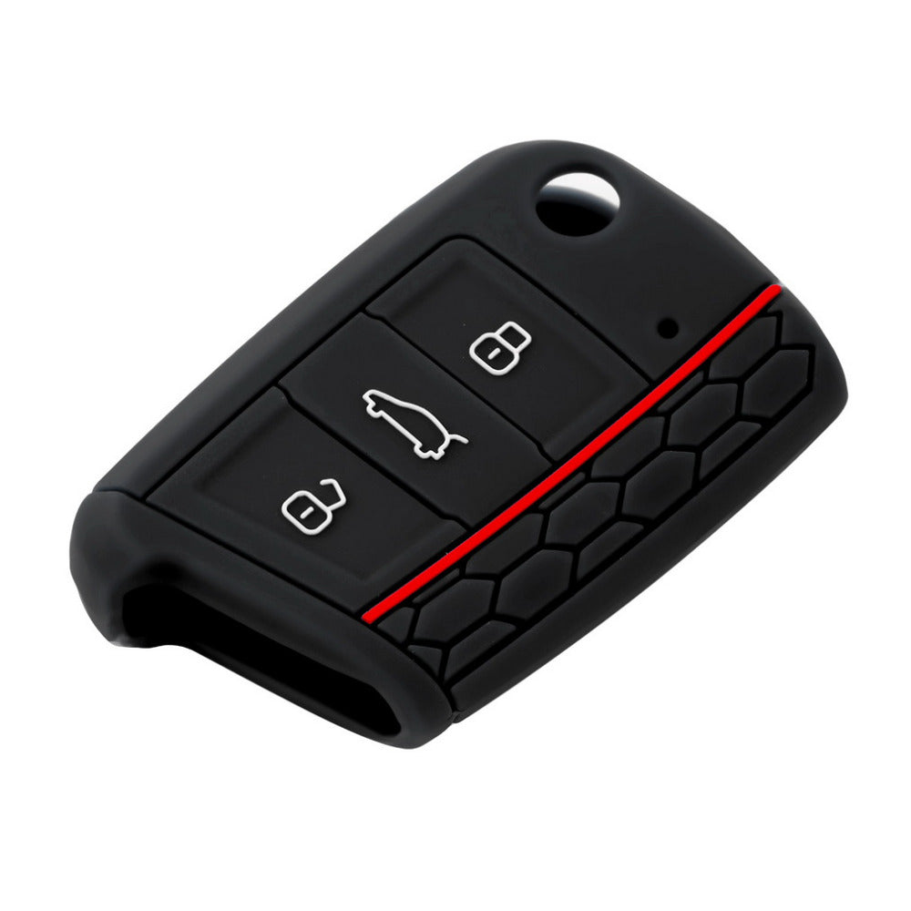 254 - Volkswagen Polo / Golf Silicone GTI Colour Key Cover (Small Key Bottom)