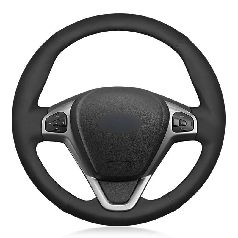 Unbranded Red Suede Alcantara Steering Wheel Cover With Sport Stripe – Fits Ford Focus MK7 / MK8 & Fiesta MK7 / MK8 (38cm Diameter)