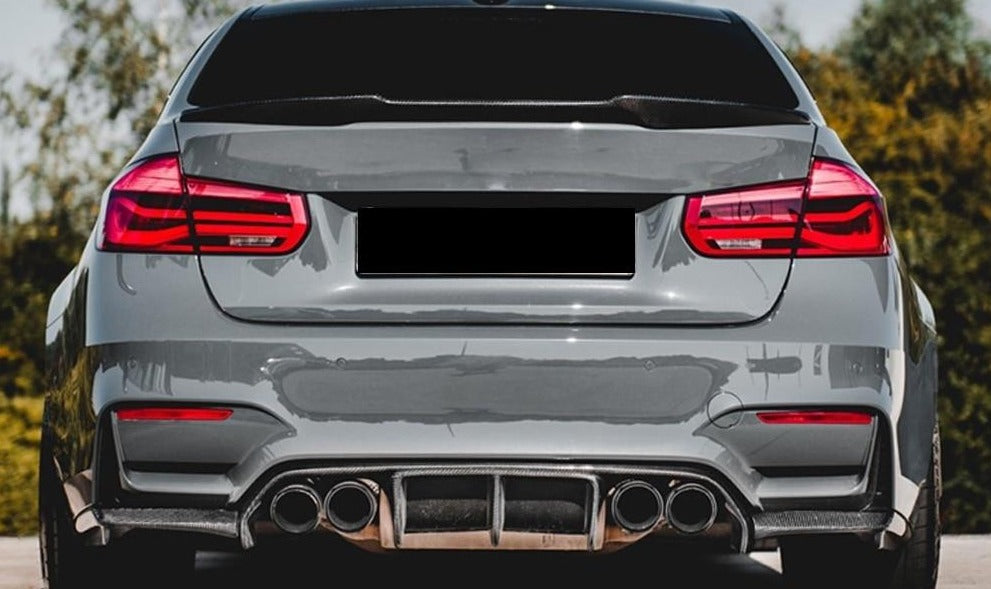 BMW M3 (F80) & M4 (F82 / F83) Carbon Fibre / Gloss Black Replacement Rear Diffuser With Spats (2014 TO 2018)