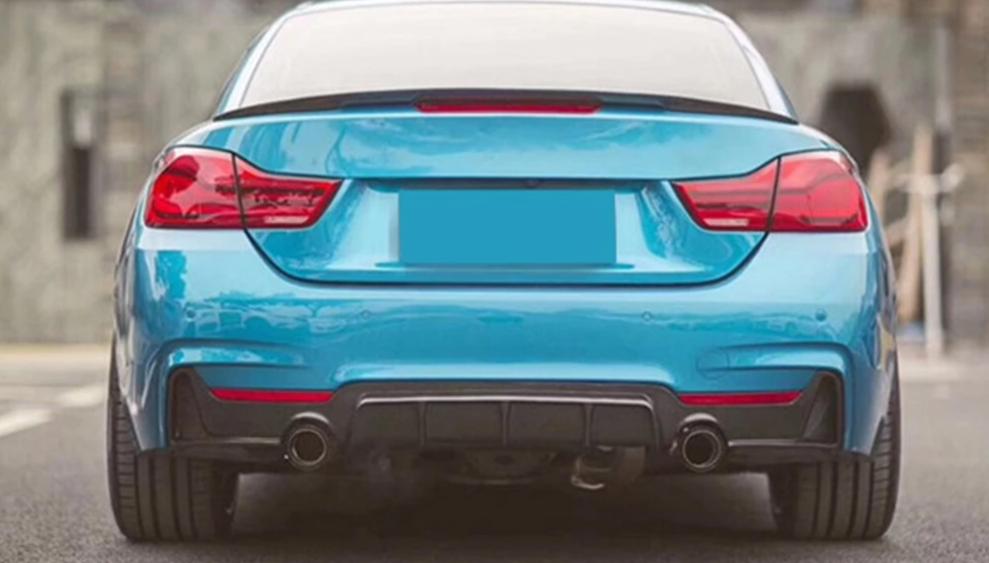Carbon Fiber 4 Series Car Rear Bumper Diffuser Lip Spoiler for BMW F32 F33 M Sport M Tech Only 14-17 435i Cabriolet Black FRP