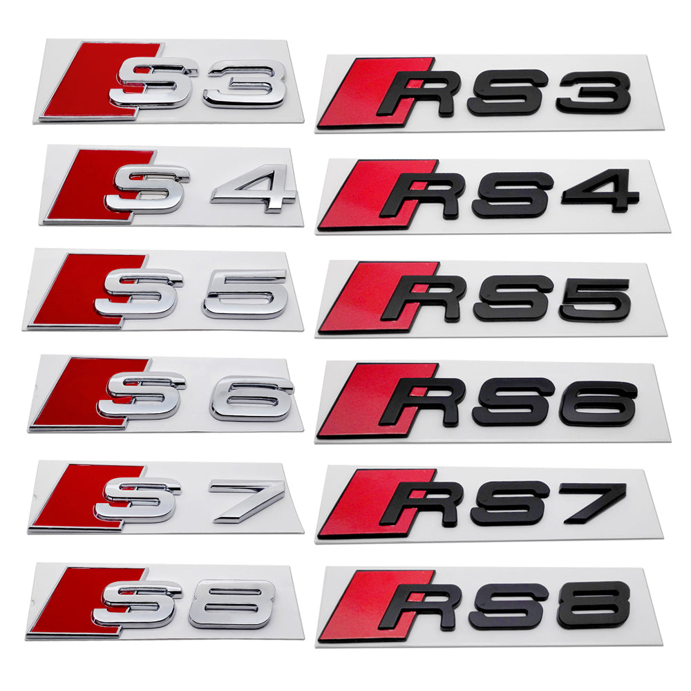 AUDI Black / Silver Self Adhesive Boot Badges (Multi Model)