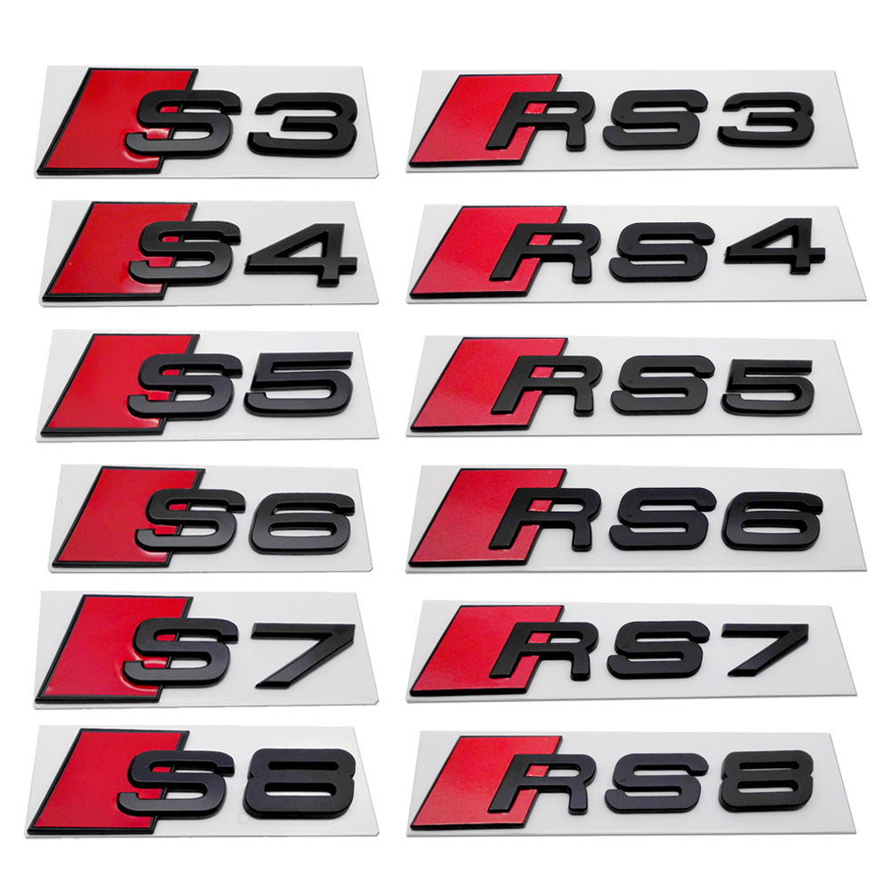 AUDI Black / Silver Self Adhesive Boot Badges (Multi Model)